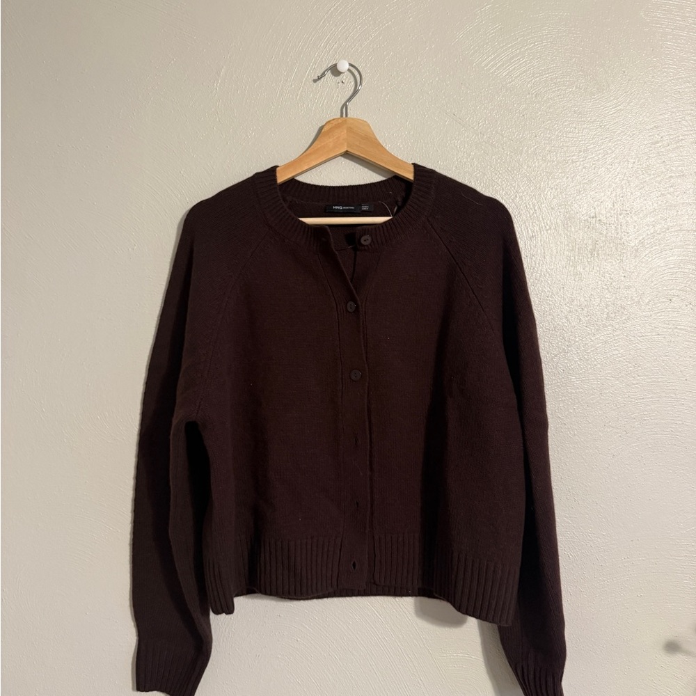 Mango Chocolate Brown Wool Cashmere Cardigan